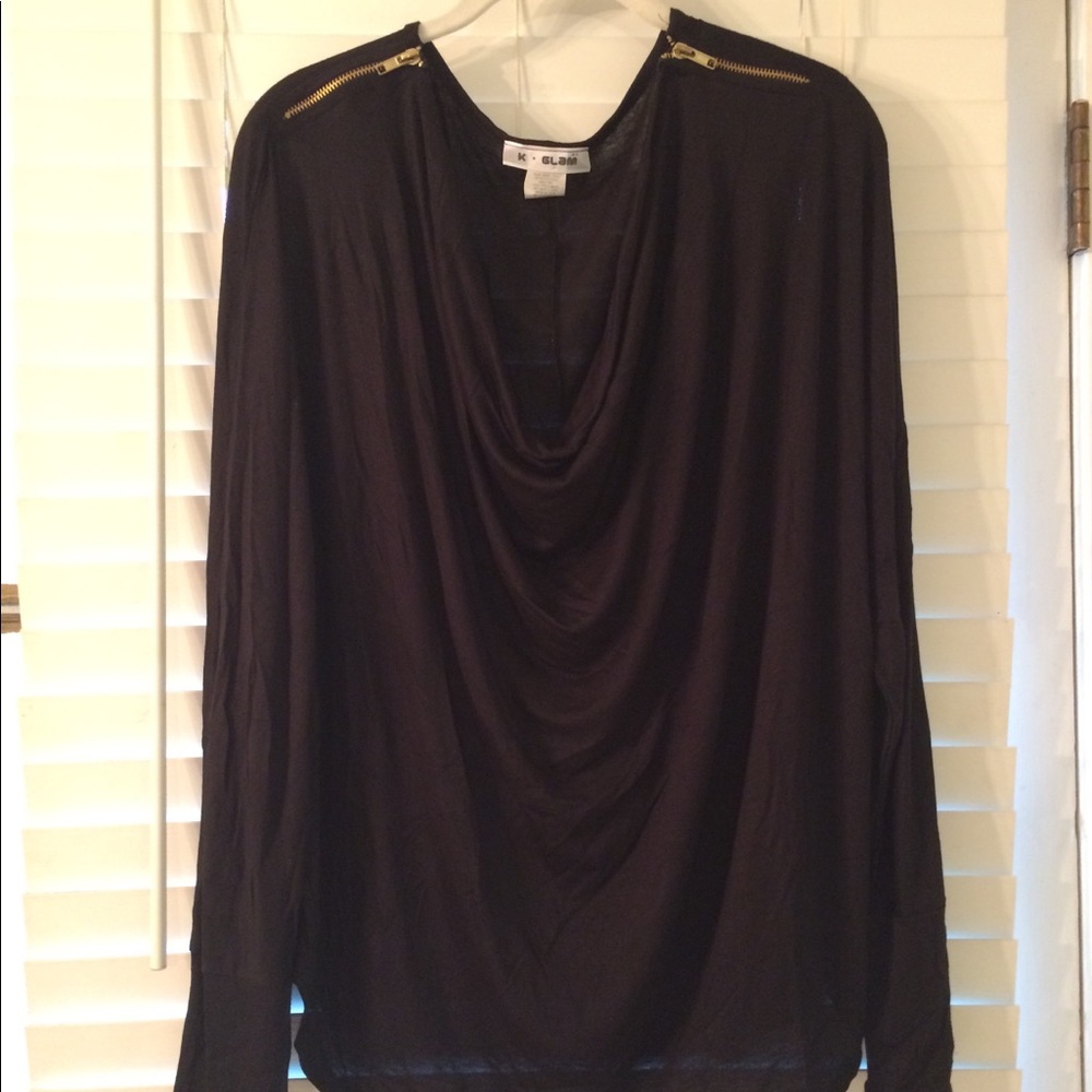 LADIES PLUS SZ 2X TUNIC W/ ZIPPER SHOULDER DETAIL